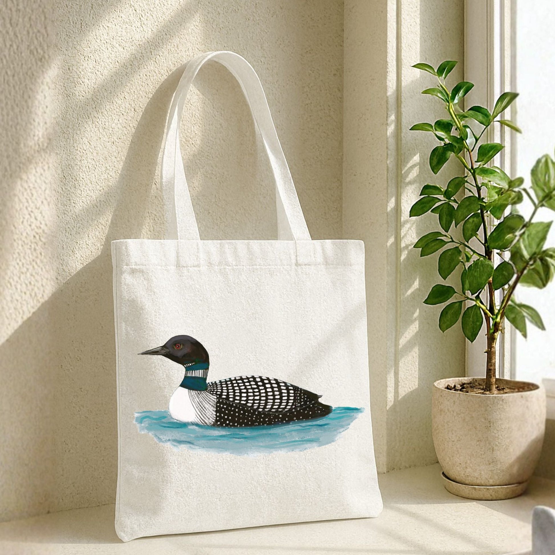 Common Loon Canvas Tote Bag - MerikaArt