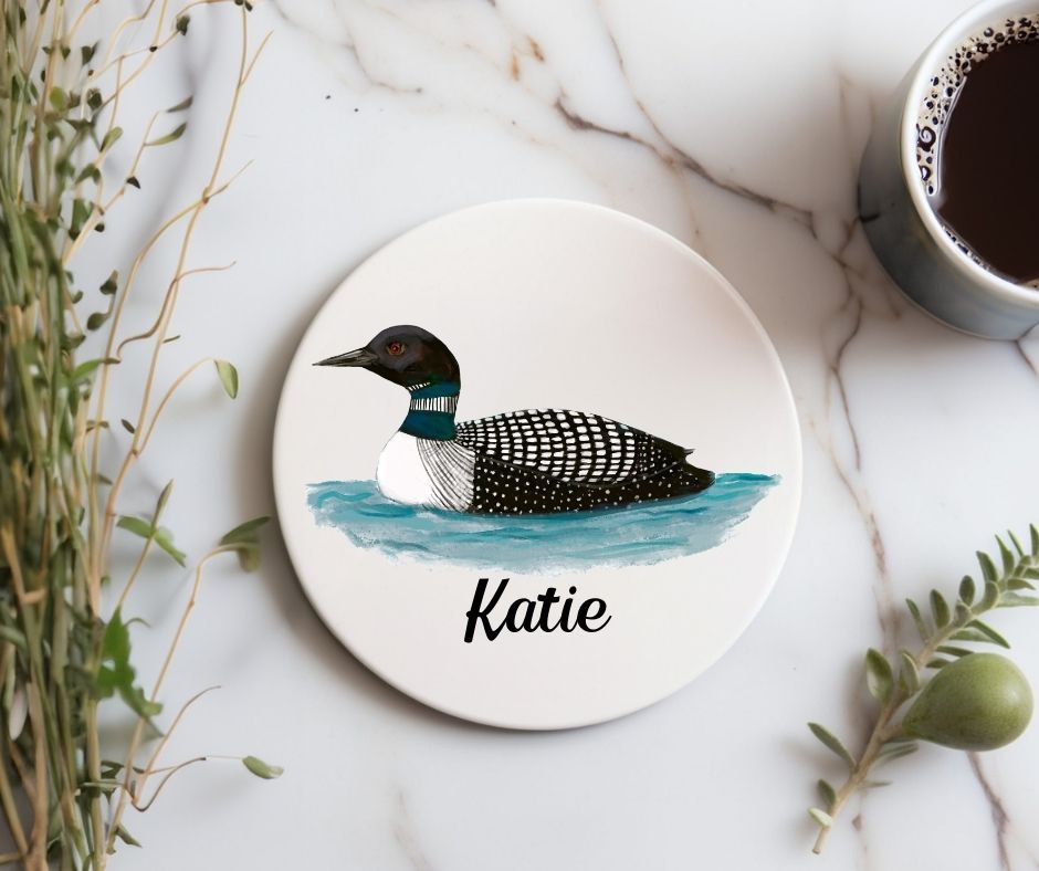 Common Loon Ceramic Coaster - MerikaArt