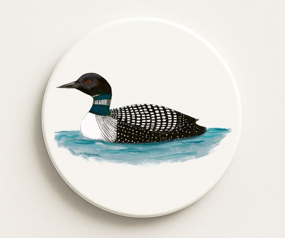 Common Loon Ceramic Coaster - MerikaArt