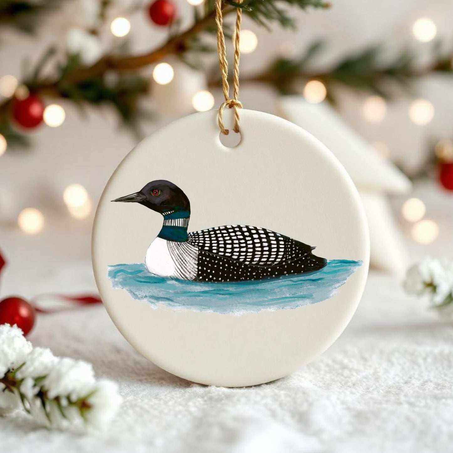 Common Loon Ceramic Ornament - MerikaArt