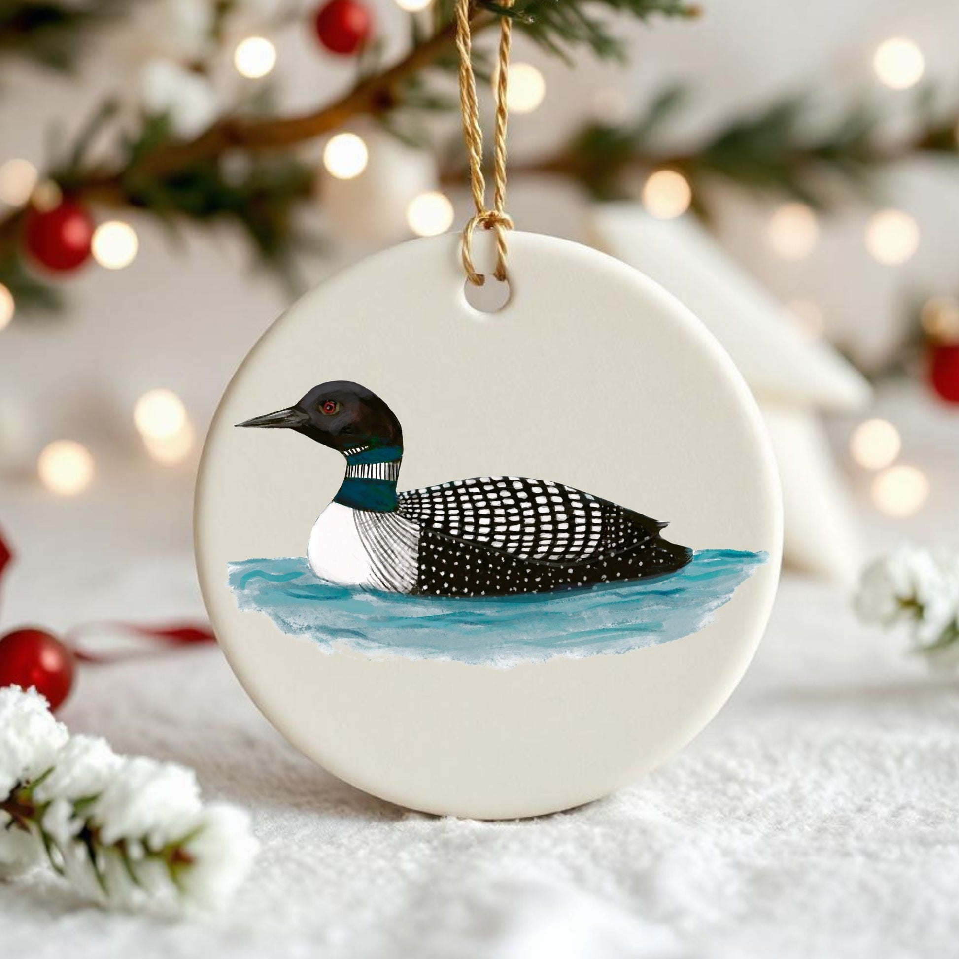 Common Loon Ceramic Ornament - MerikaArt