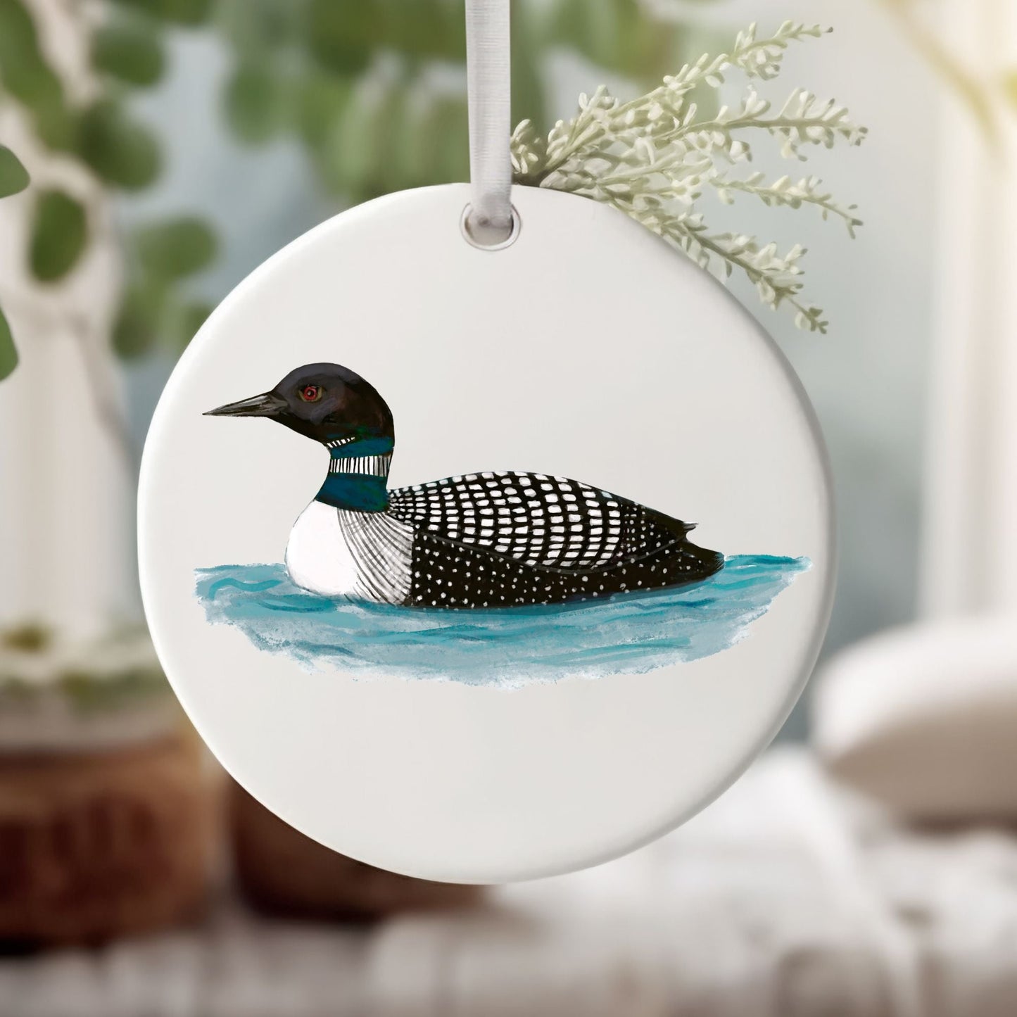 Common Loon Ceramic Ornament - MerikaArt