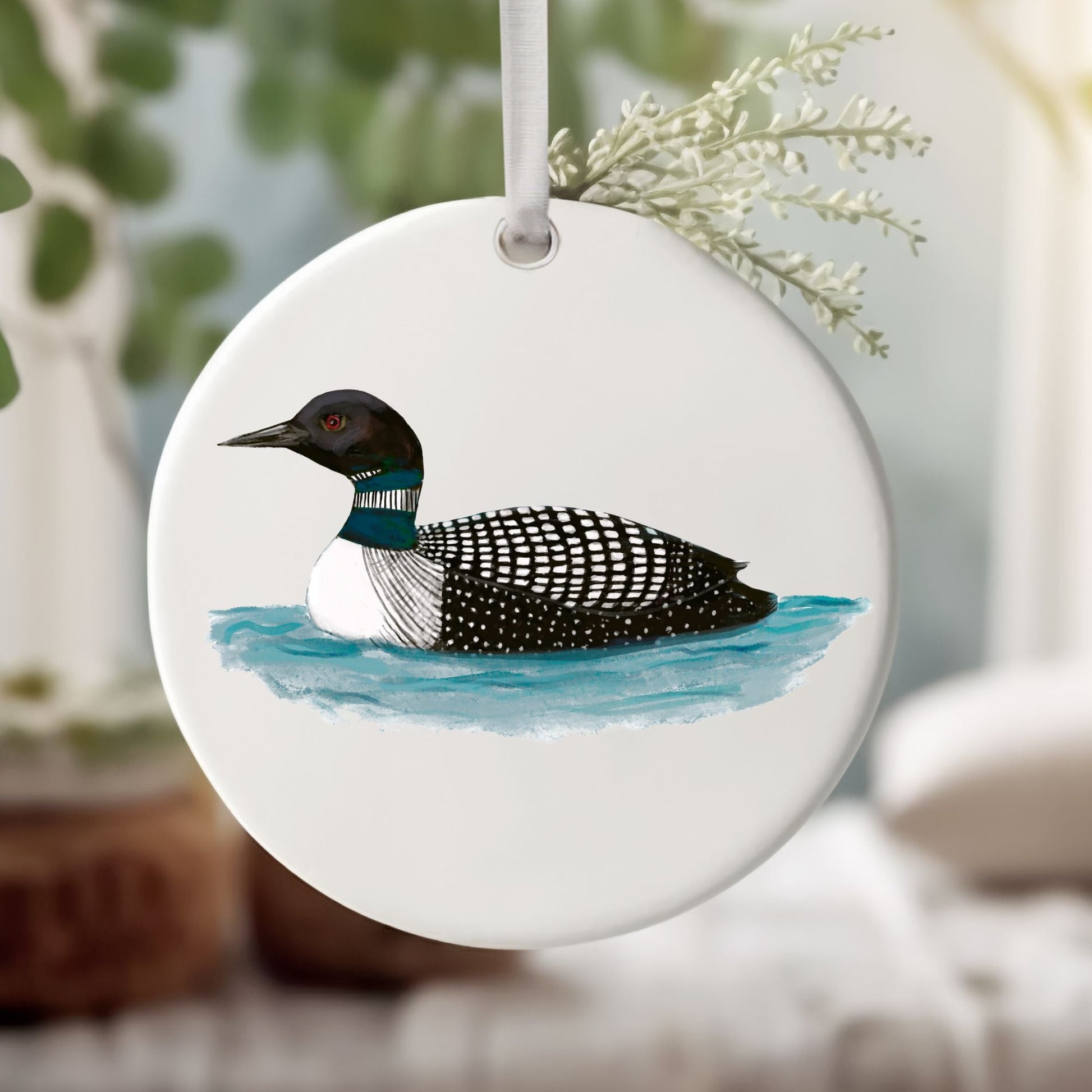 Common Loon Ceramic Ornament - MerikaArt