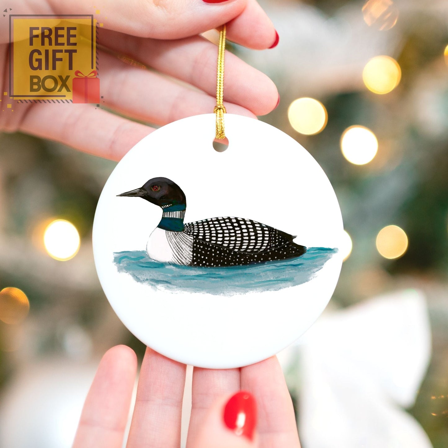 Common Loon Ceramic Ornament - MerikaArt