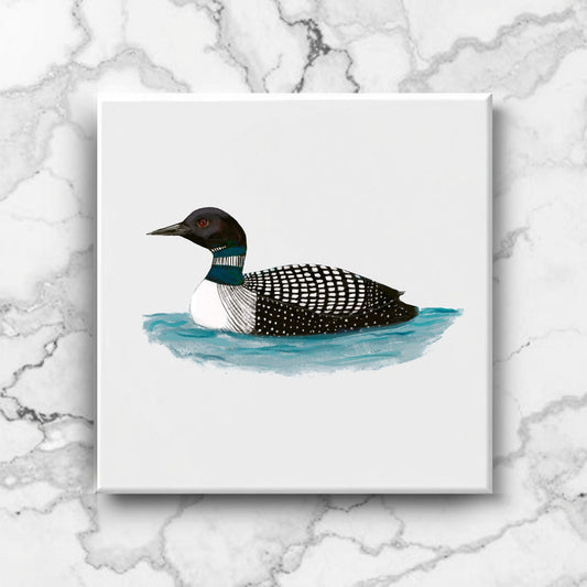 Common Loon Ceramic Tile - MerikaArt