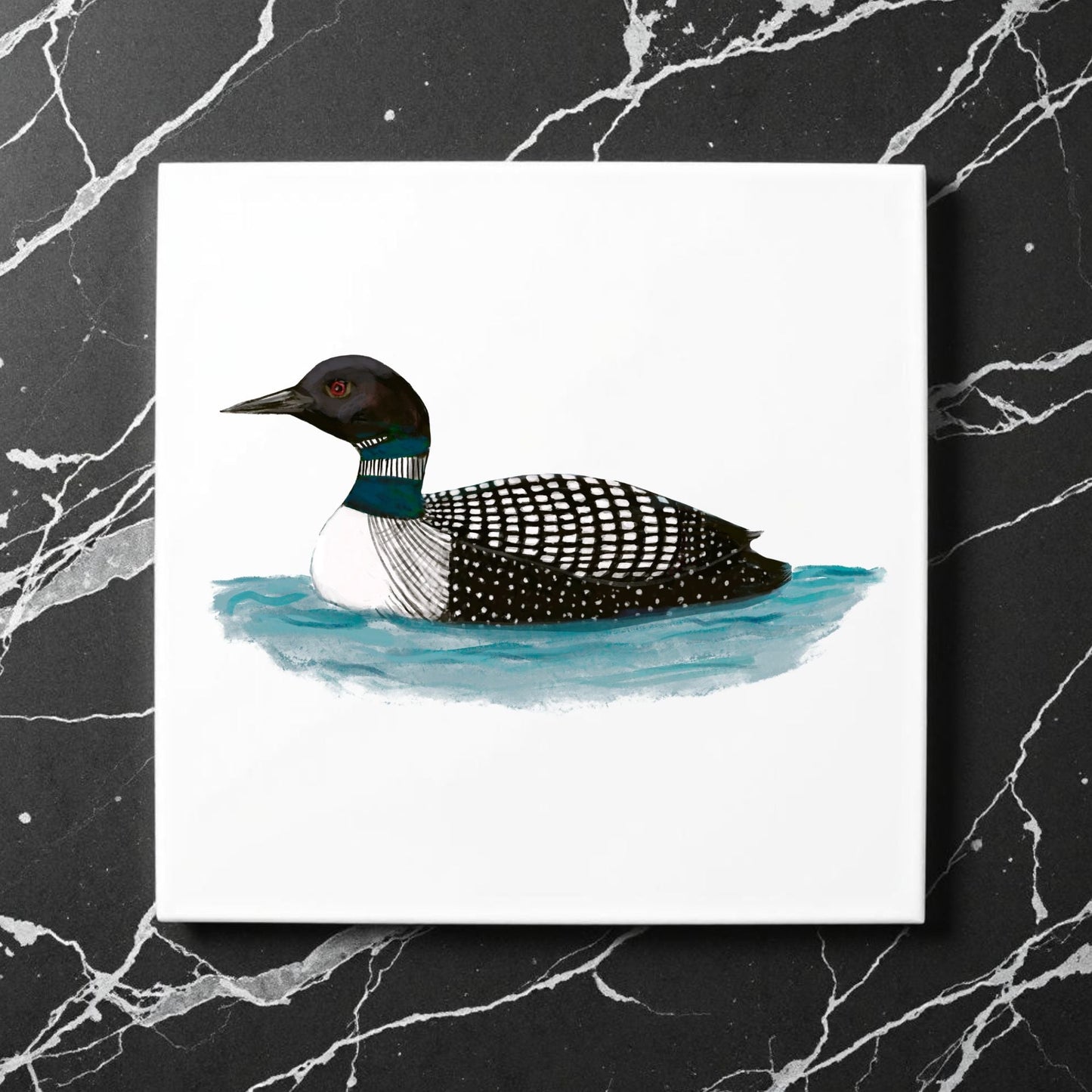 Common Loon Ceramic Tile - MerikaArt
