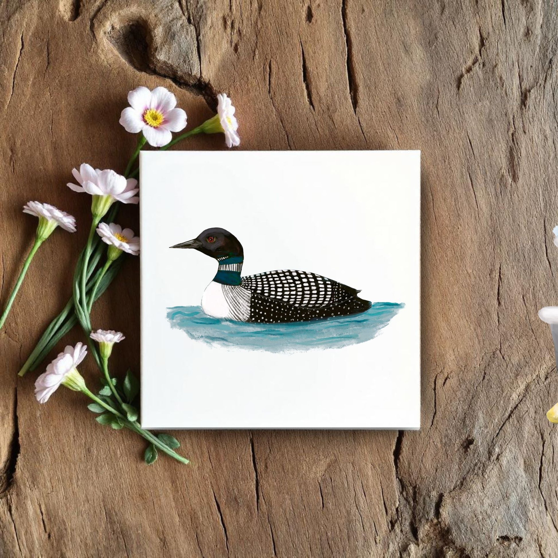 Common Loon Ceramic Tile - MerikaArt