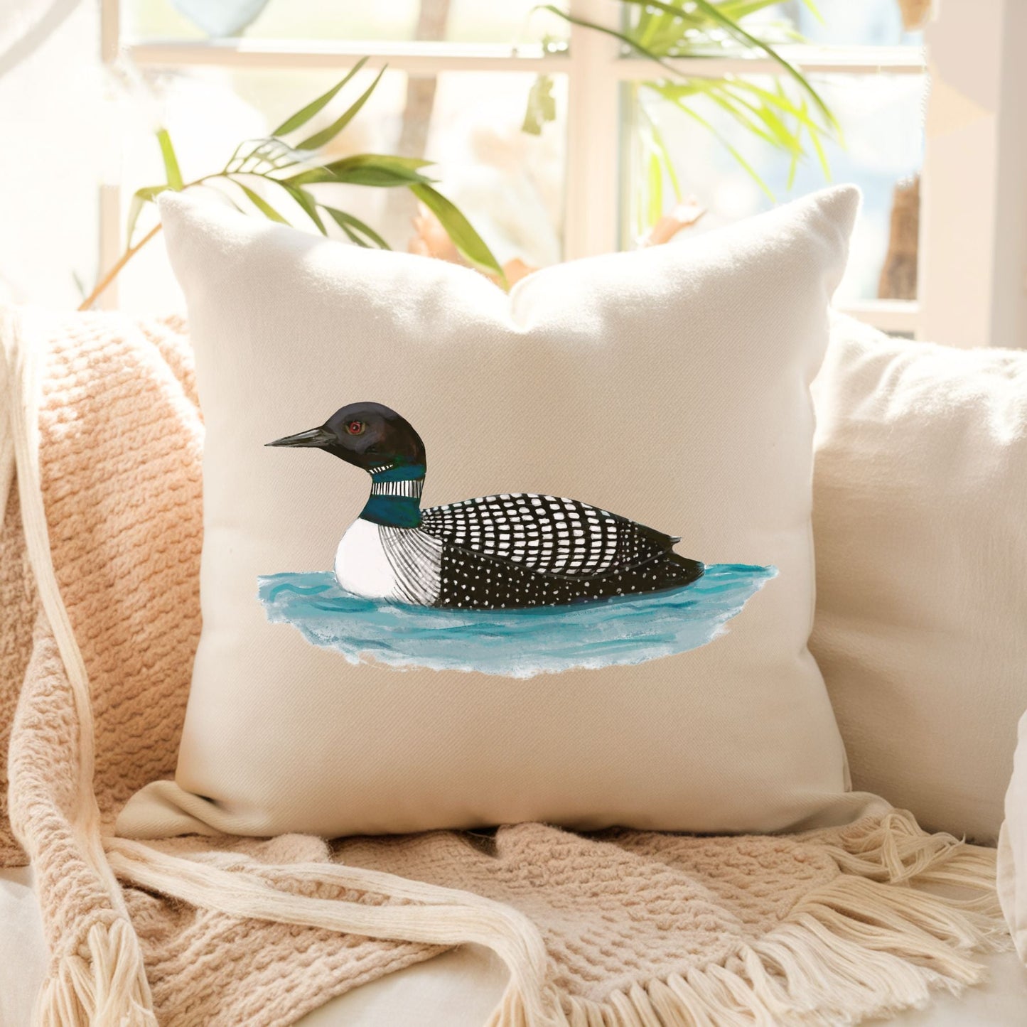 Common Loon Pillow - MerikaArt