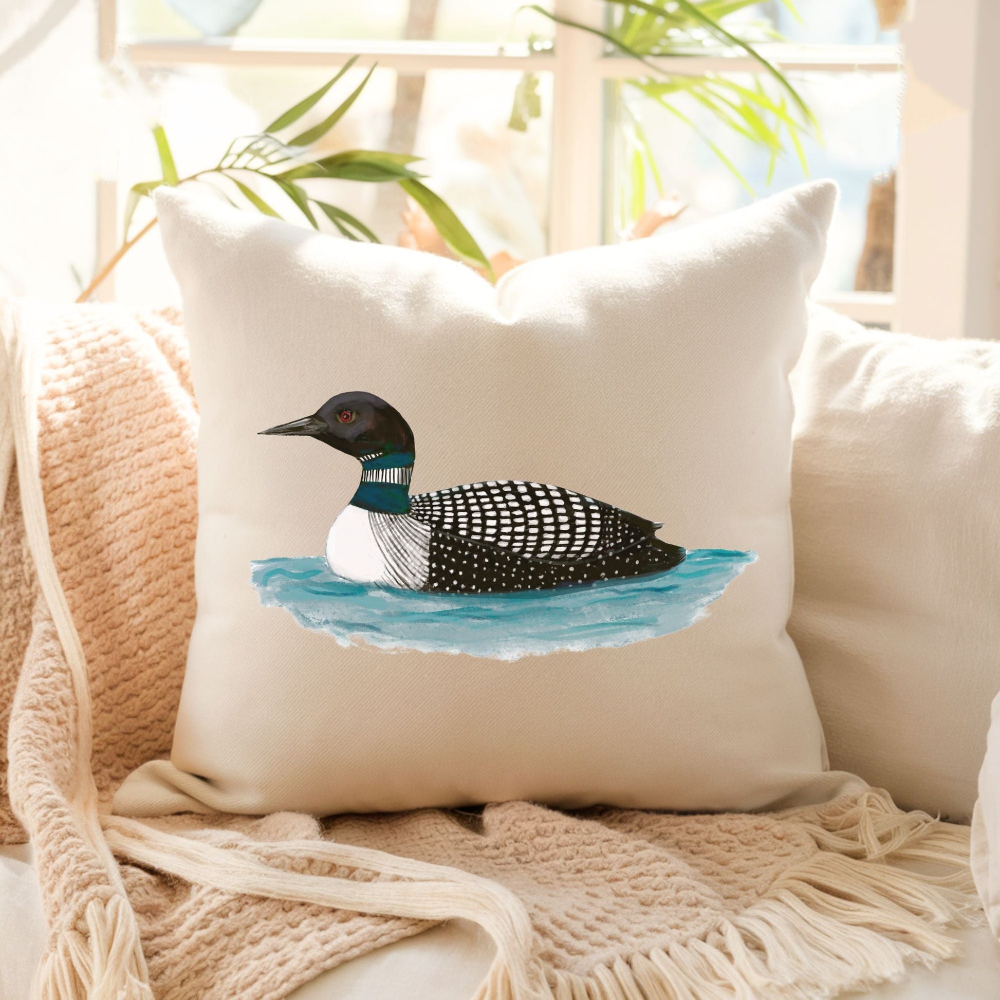 Common Loon Pillow - MerikaArt