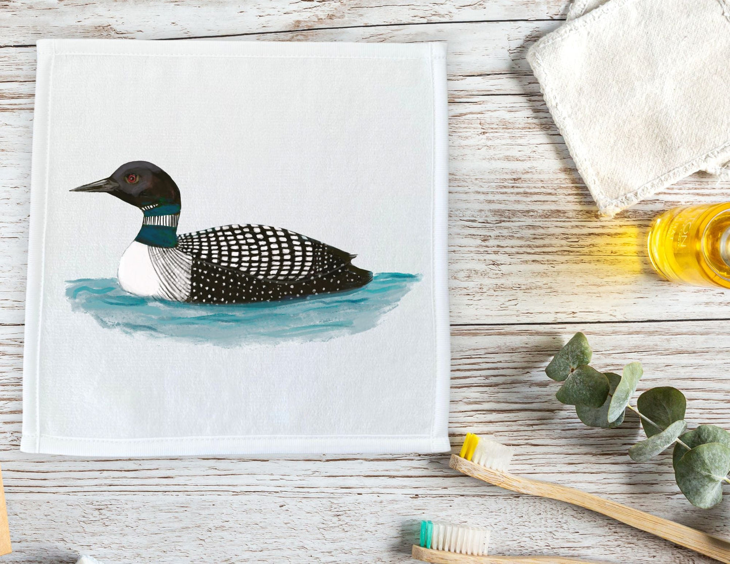 Common Loon Washcloth - MerikaArt