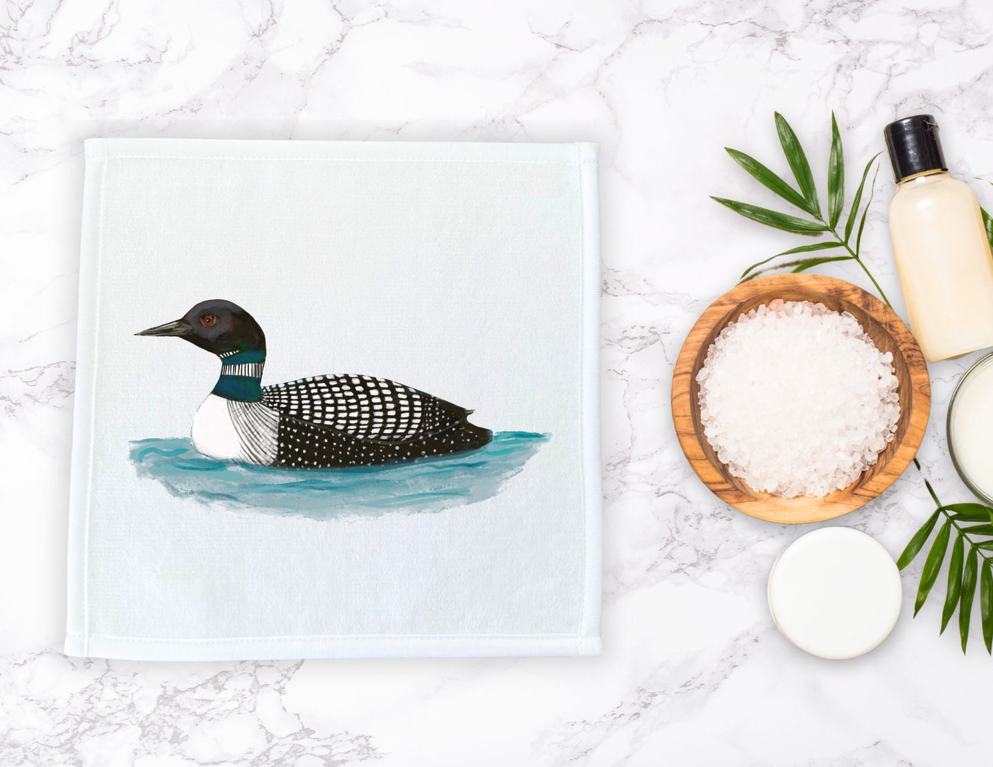 Common Loon Washcloth - MerikaArt