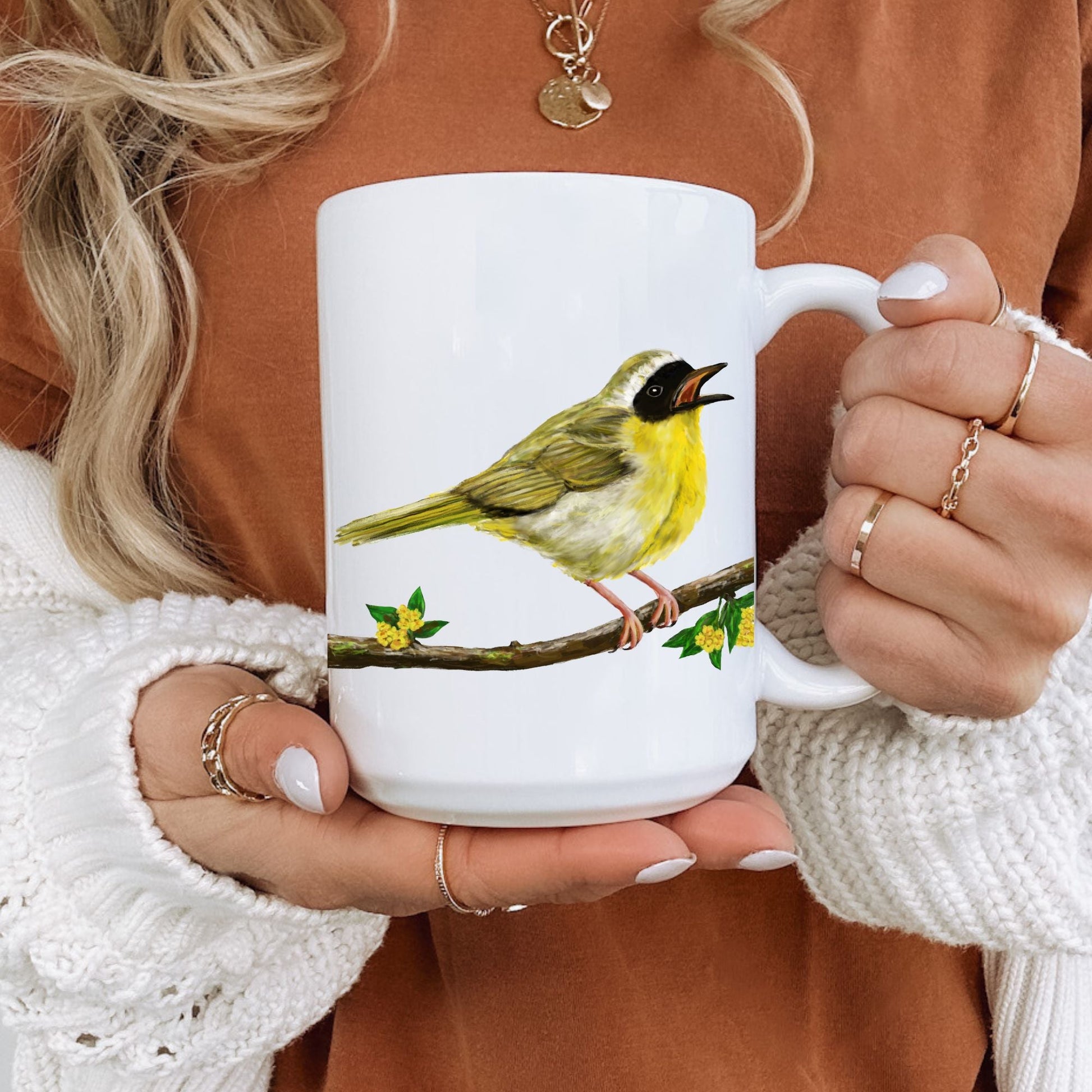 Common Yellowthroat Bird Ceramic Coffee Mug - MerikaArt