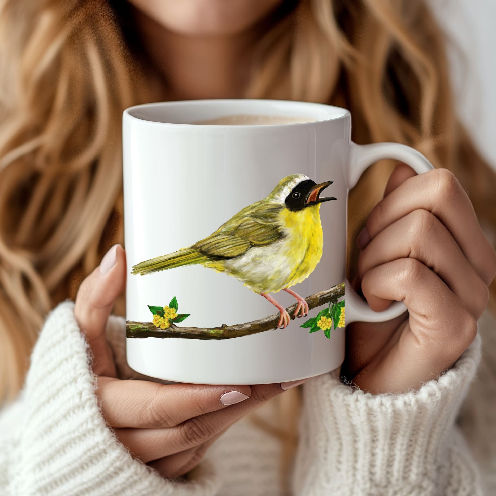 Common Yellowthroat Bird Ceramic Coffee Mug - MerikaArt