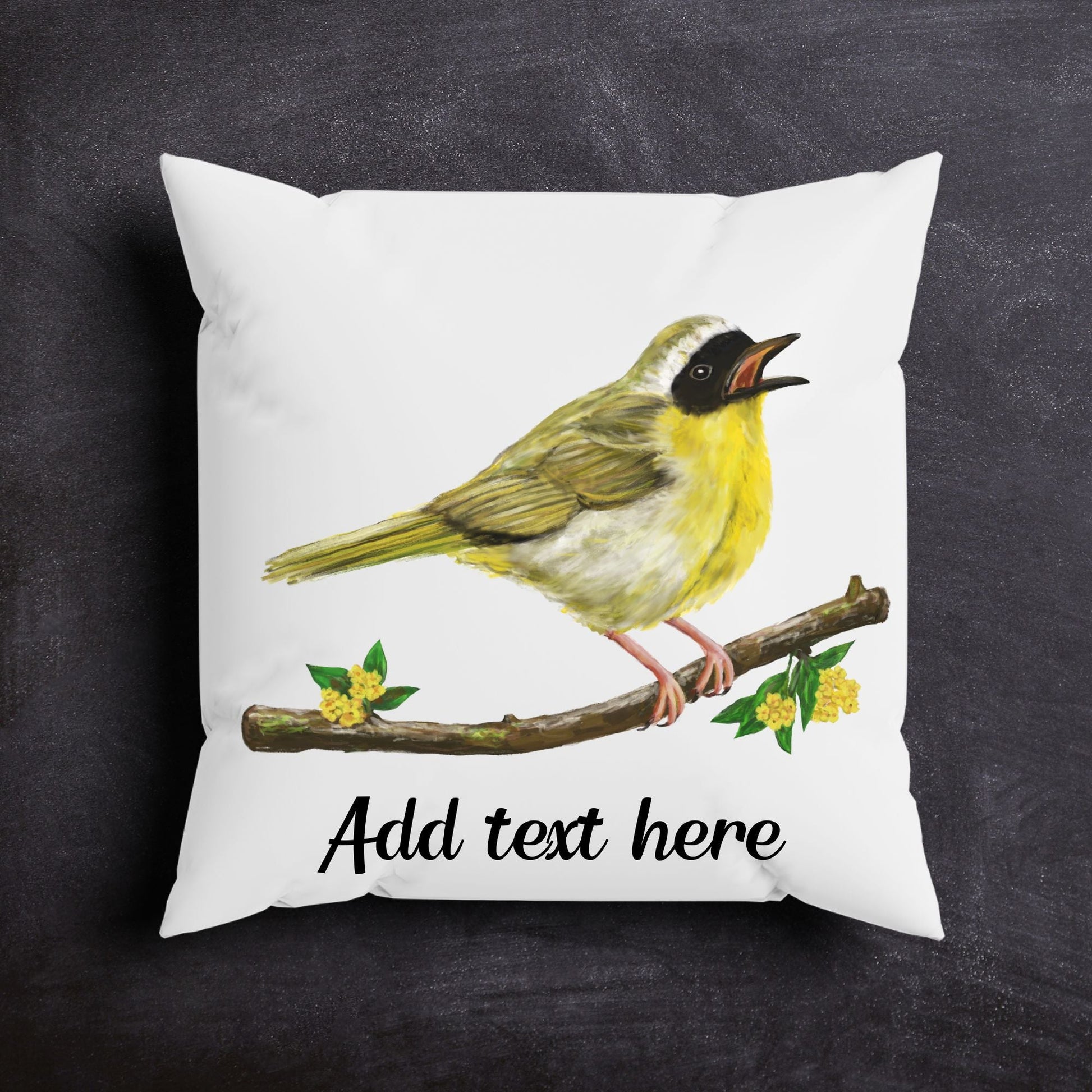 Common Yellowthroat Bird Pillow - MerikaArt
