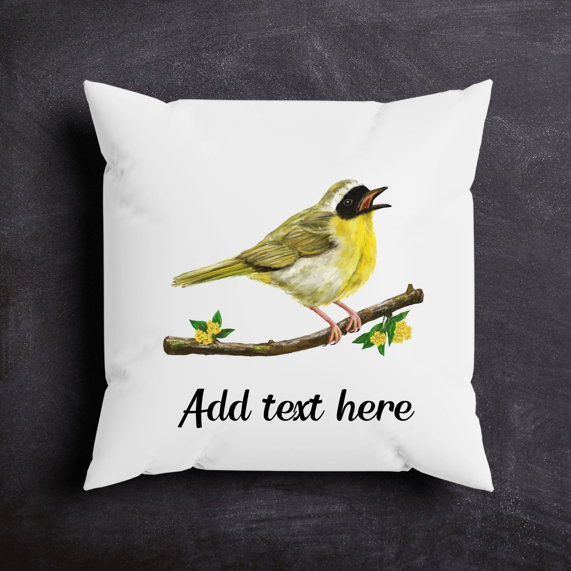 Common Yellowthroat Bird Pillow - MerikaArt