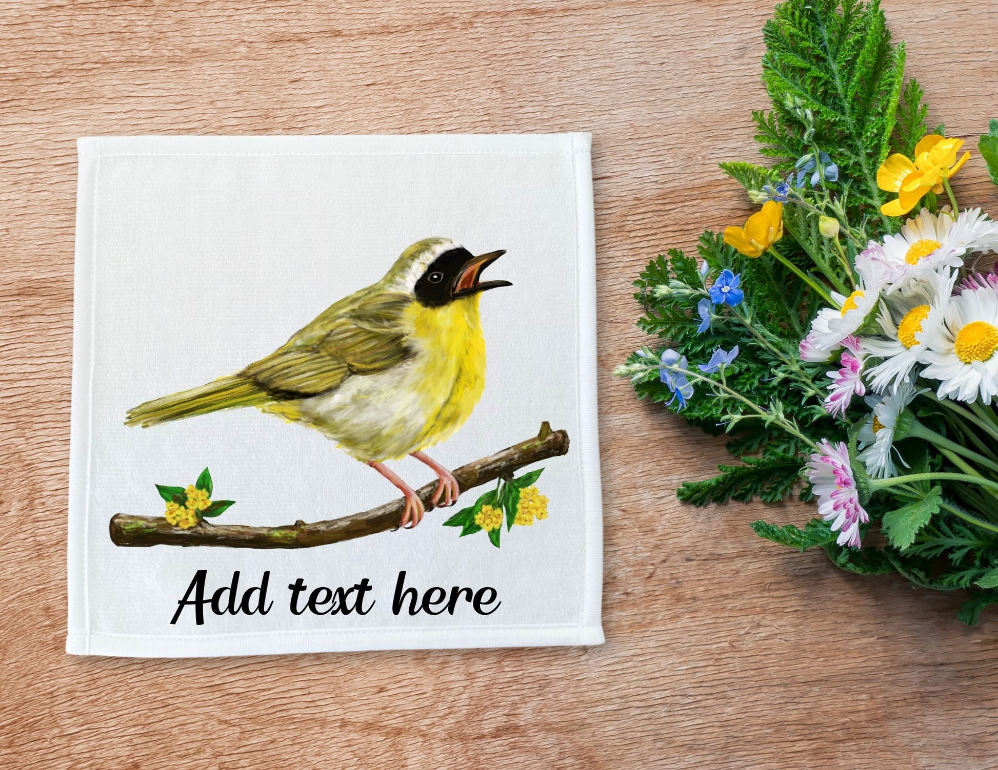 Common Yellowthroat Bird Washcloth - MerikaArt