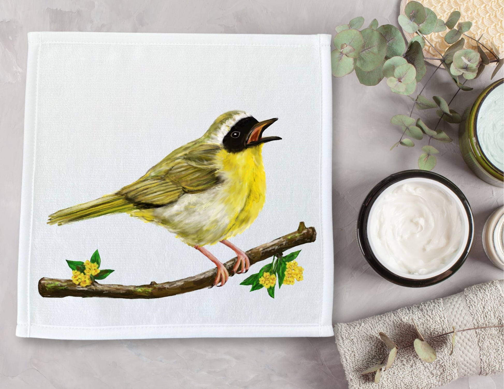 Common Yellowthroat Bird Washcloth - MerikaArt