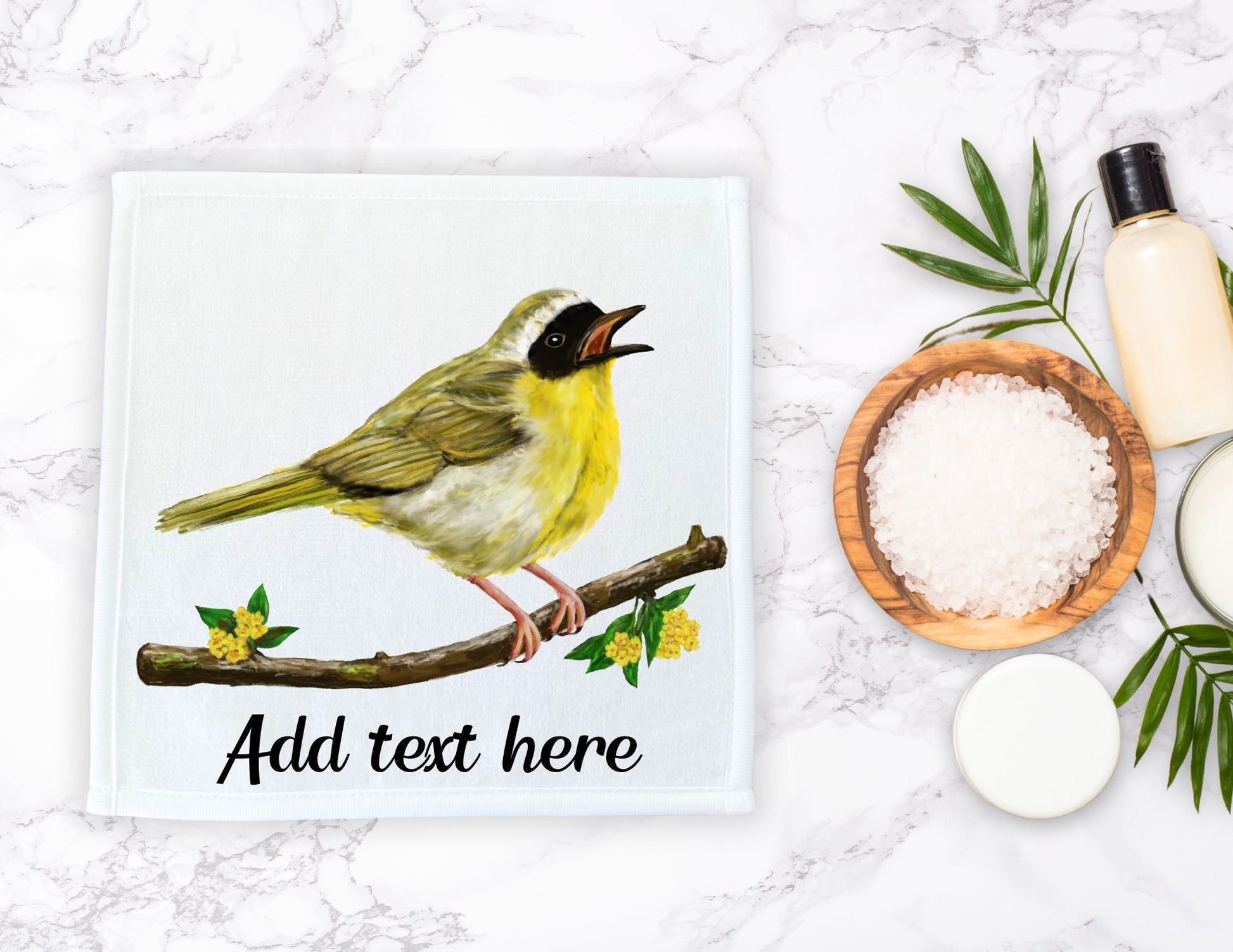 Common Yellowthroat Bird Washcloth - MerikaArt