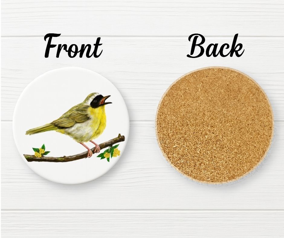 Common Yellowthroat Ceramic Coaster - MerikaArt
