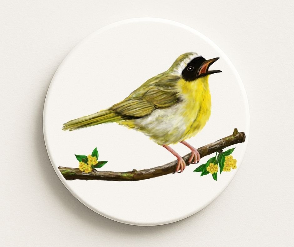 Common Yellowthroat Ceramic Coaster - MerikaArt