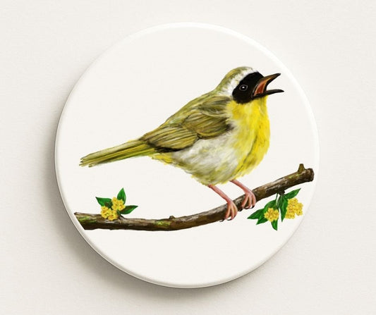 Common Yellowthroat Ceramic Coaster - MerikaArt