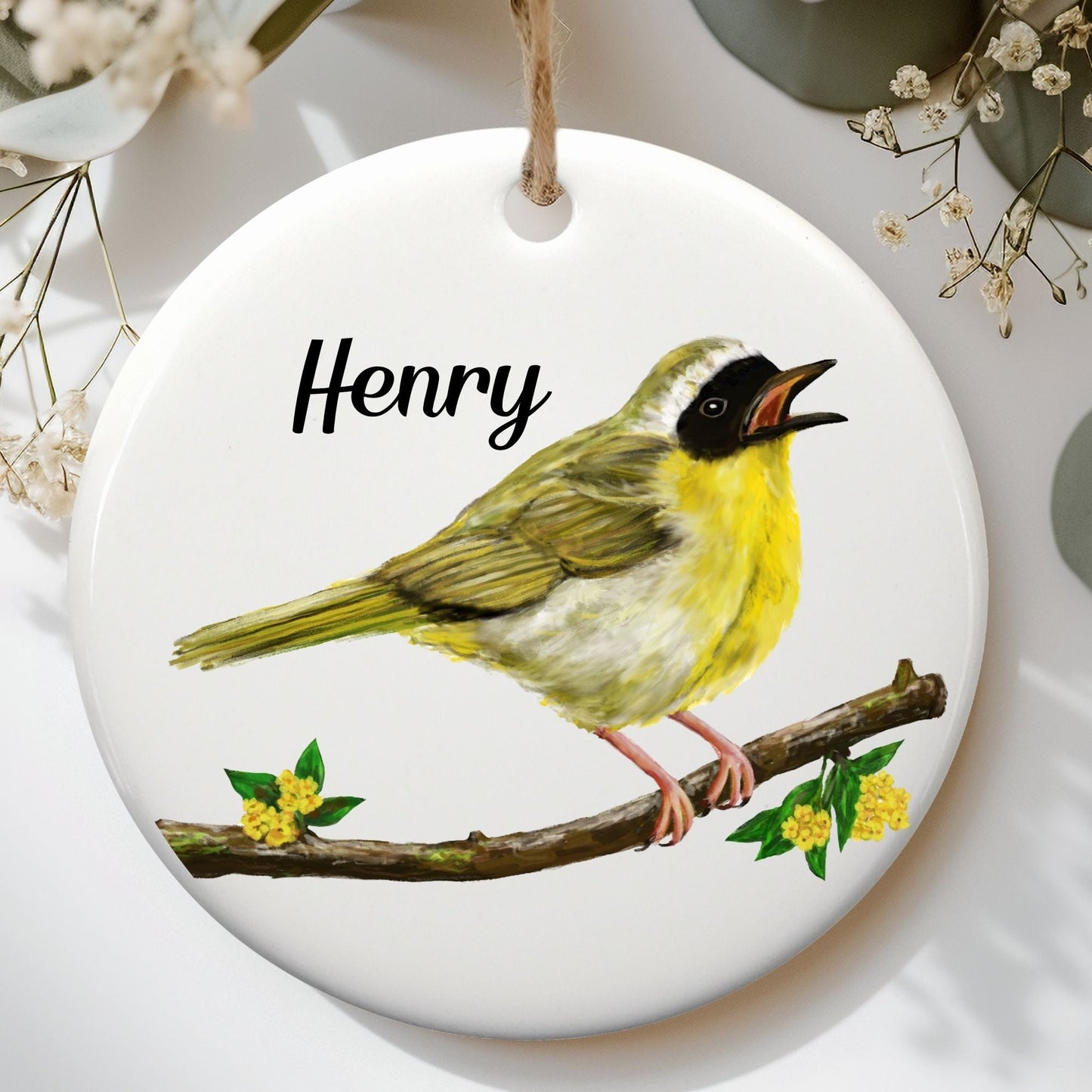 Common Yellowthroat Ceramic Ornament - MerikaArt