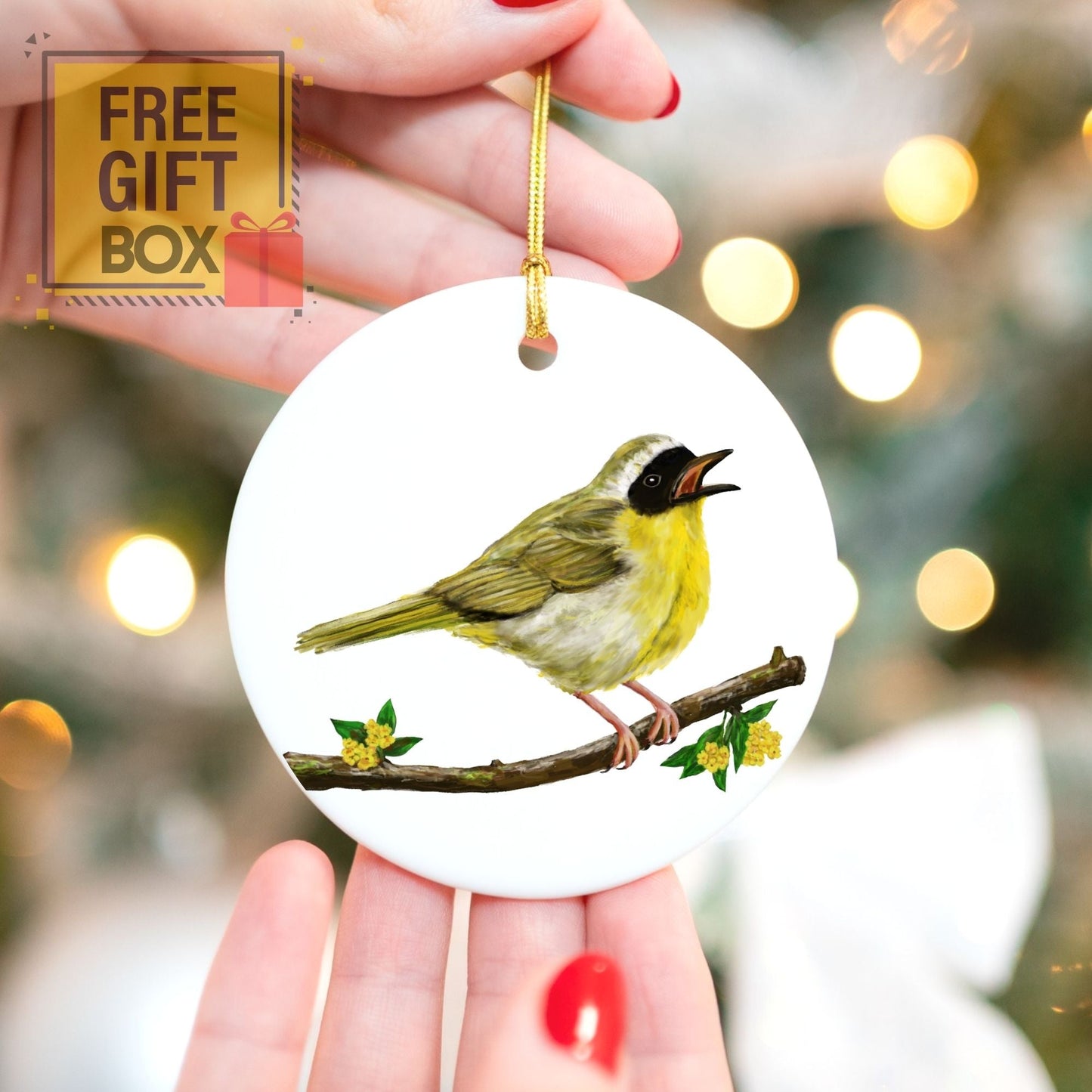 Common Yellowthroat Ceramic Ornament - MerikaArt