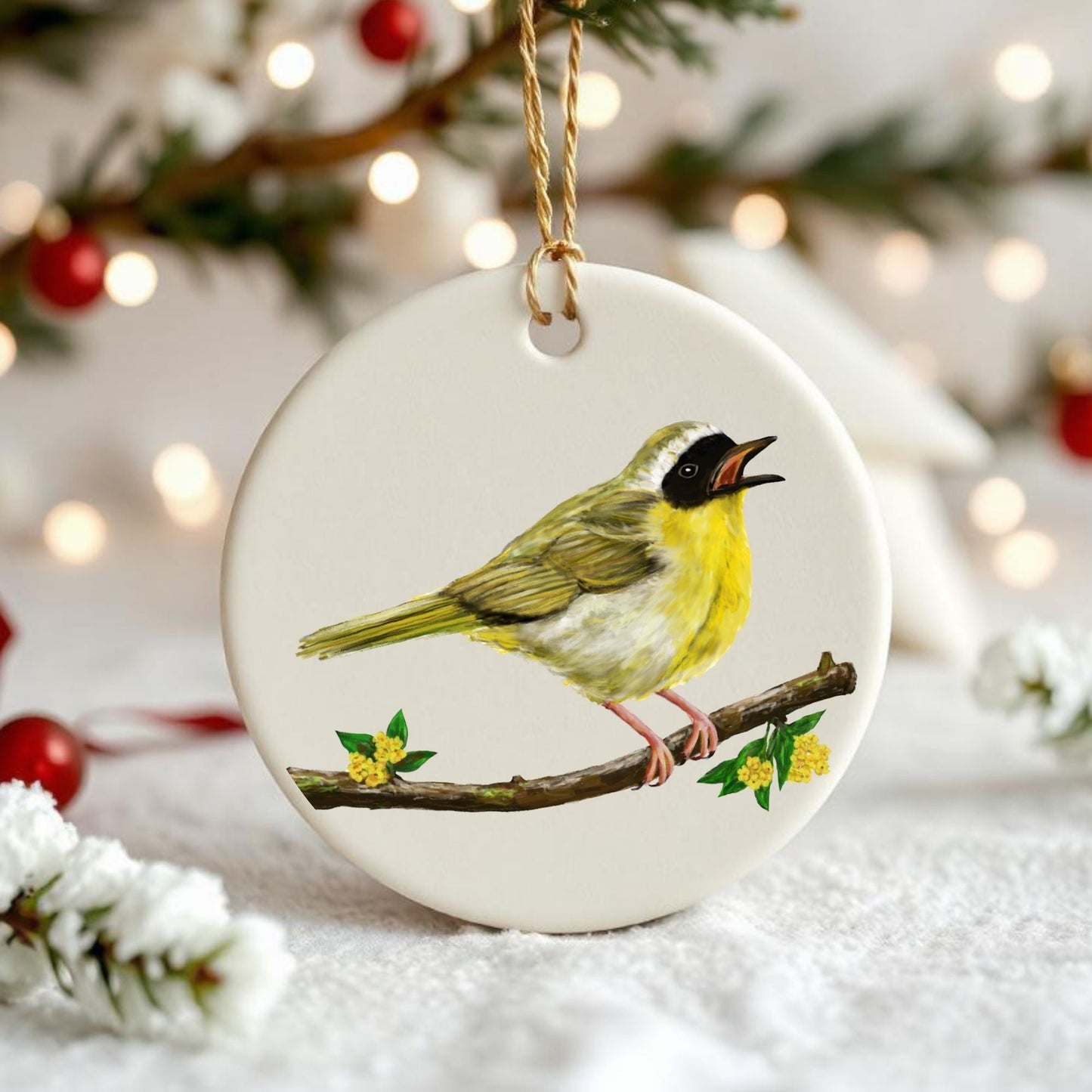 Common Yellowthroat Ceramic Ornament - MerikaArt
