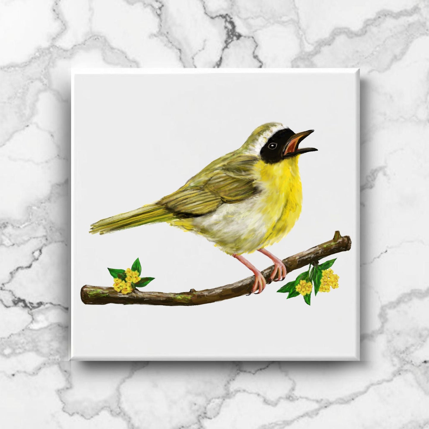 Common Yellowthroat Ceramic Tile - MerikaArt