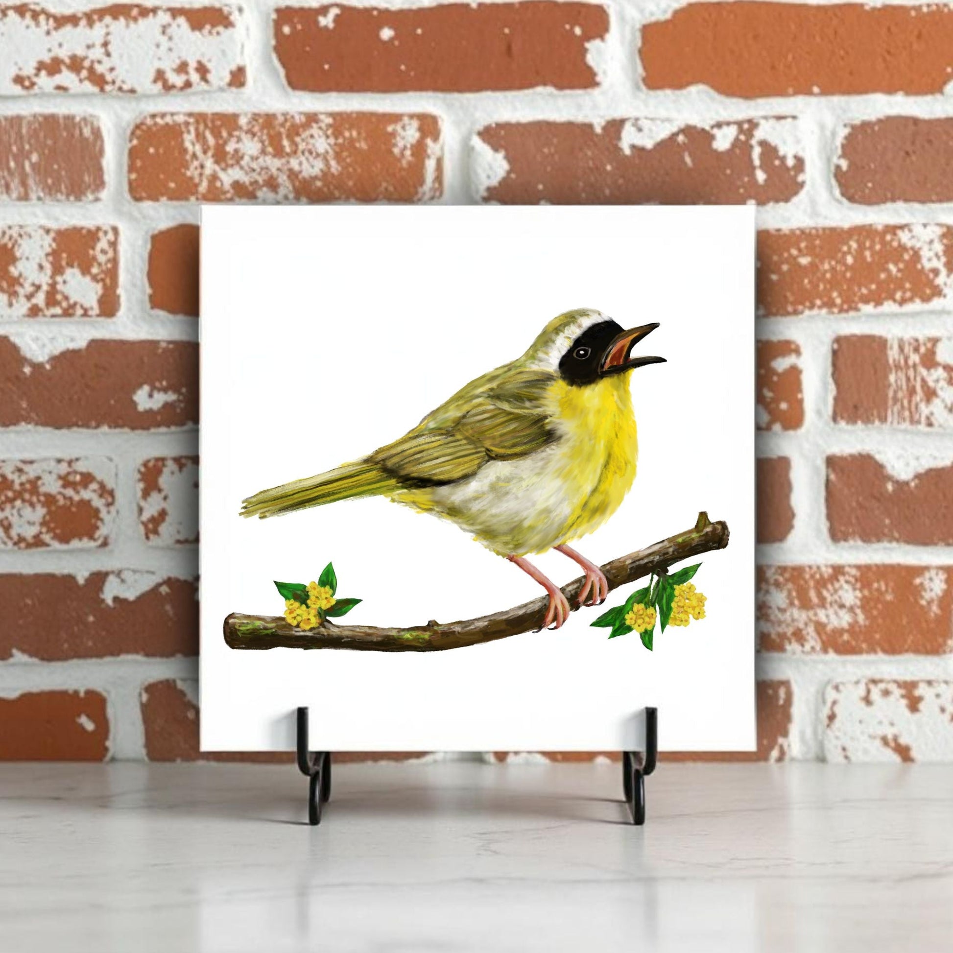 Common Yellowthroat Ceramic Tile - MerikaArt