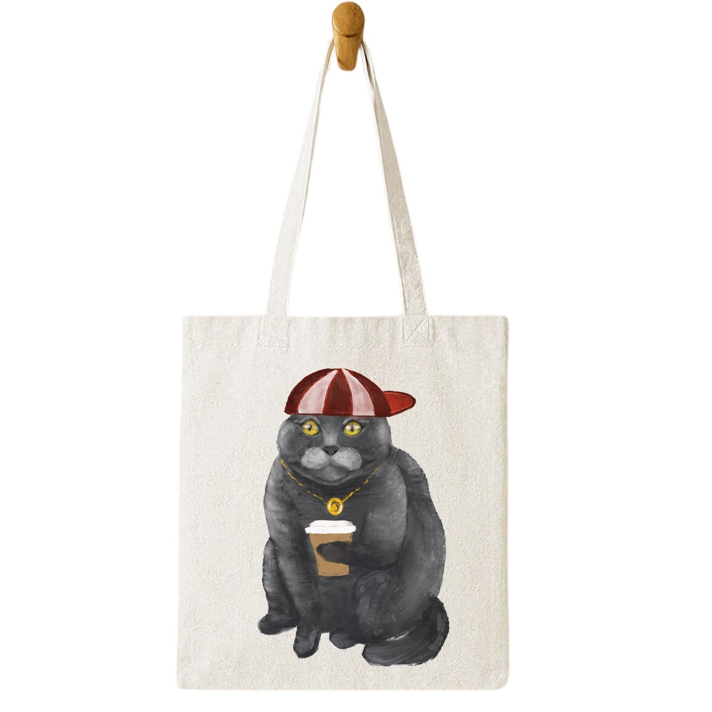 Cool Coffee Cat Canvas Tote Bag - MerikaArt