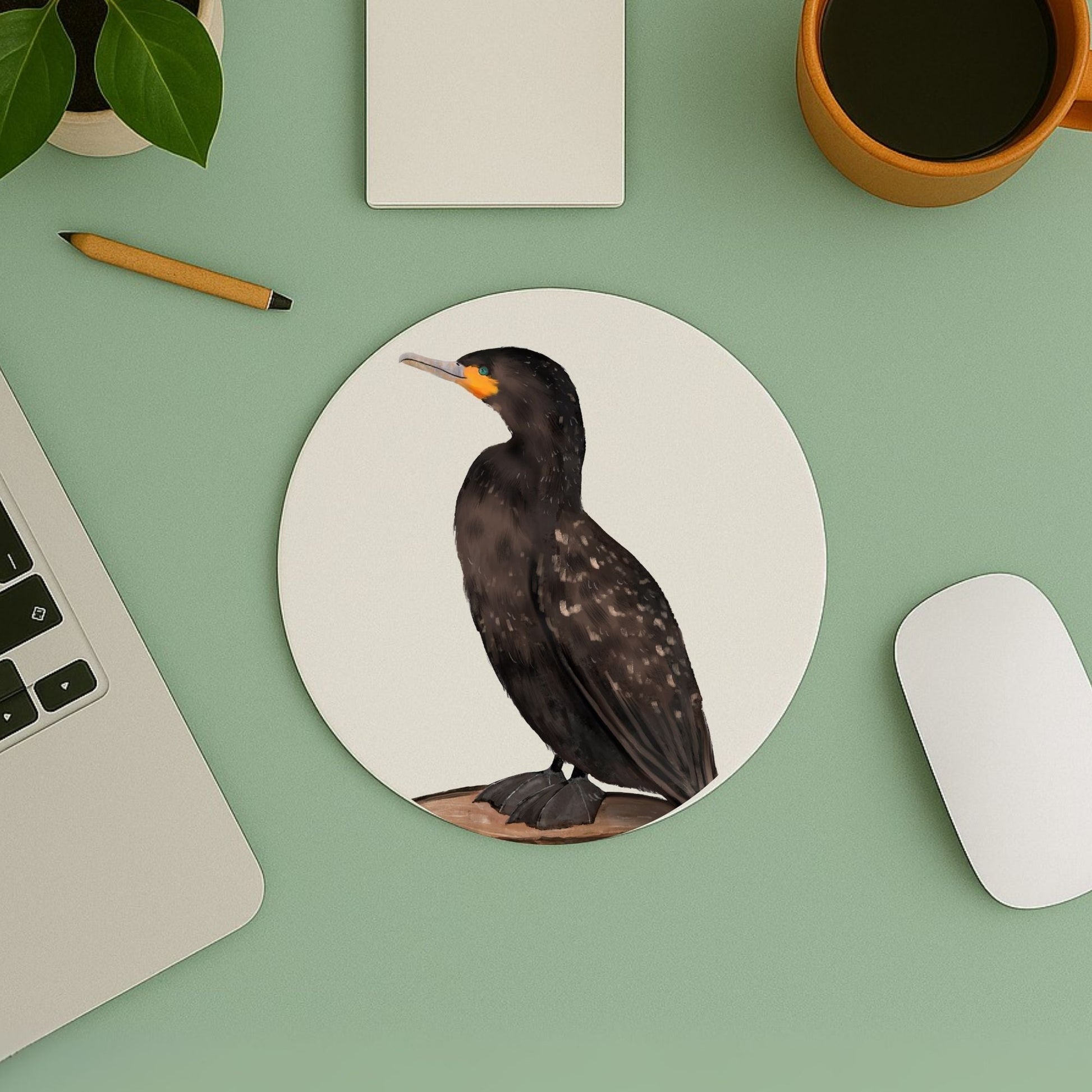 Cormorant Bird Mousepad - MerikaArt