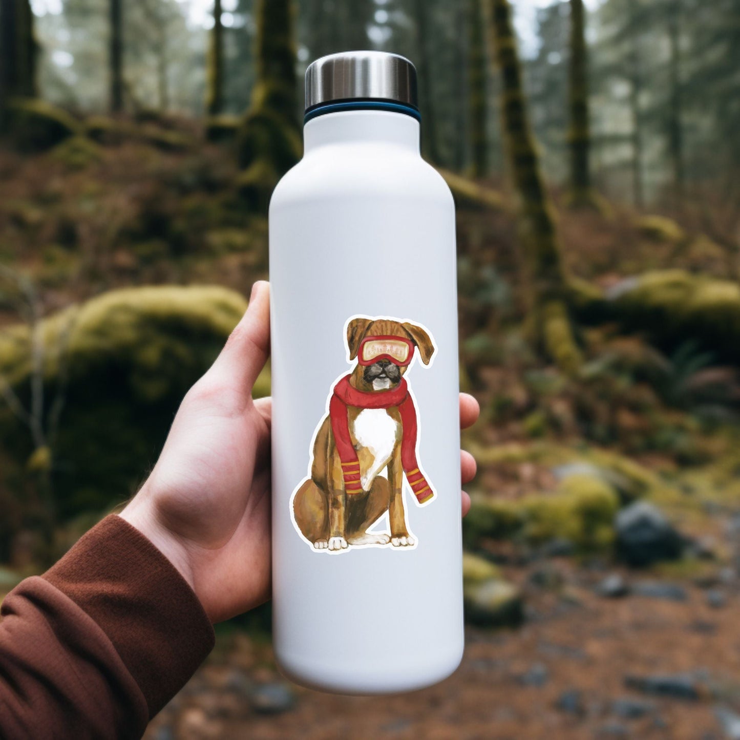 Cozy Boxer Dog Sticker - MerikaArt