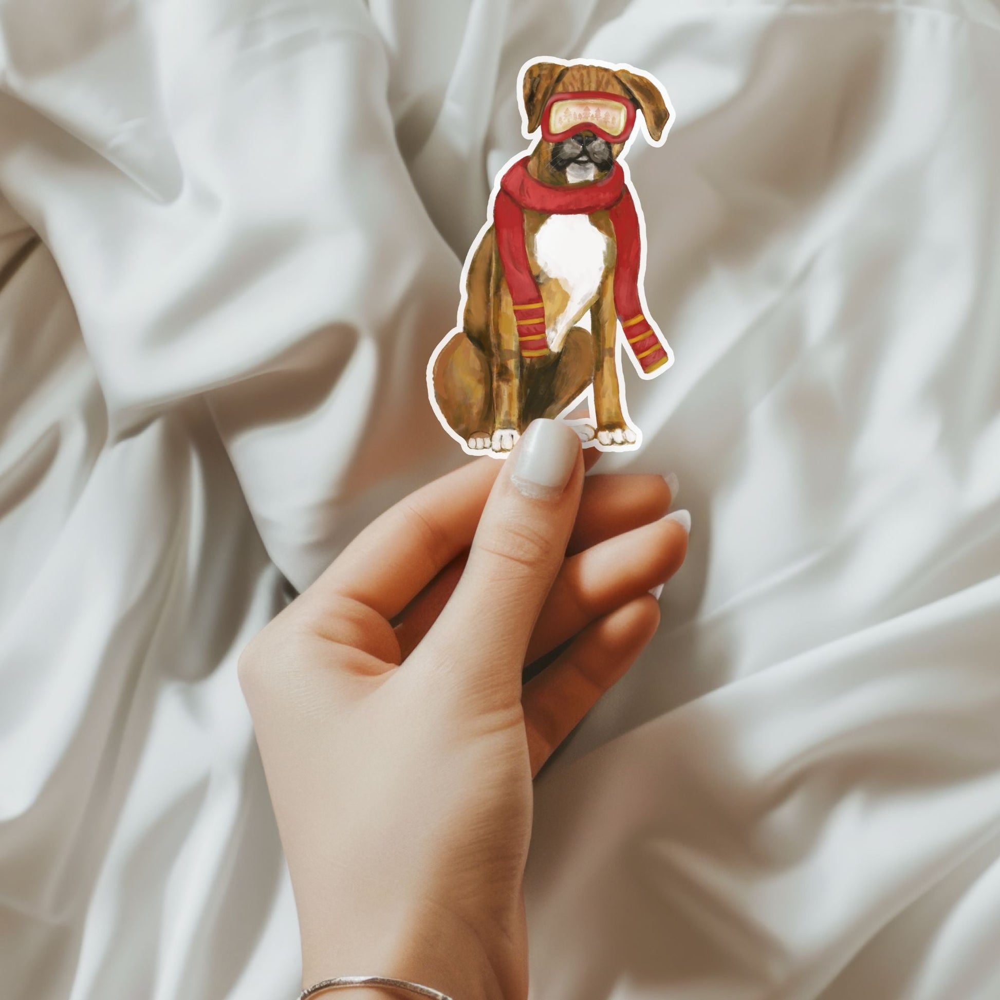 Cozy Boxer Dog Sticker - MerikaArt