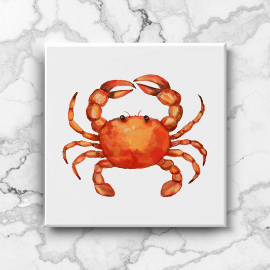 Crab Ceramic Tile – Handcrafted Coastal Marine Decor - MerikaArt