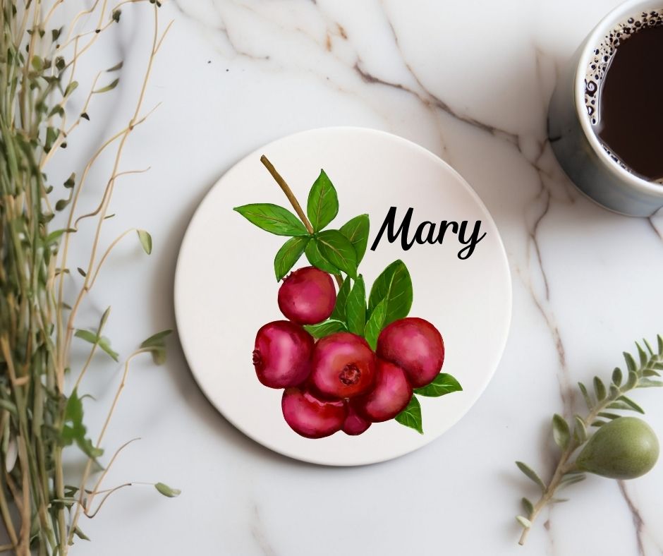 Cranberry Ceramic Coaster - MerikaArt