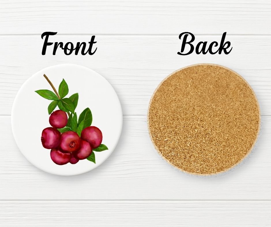 Cranberry Ceramic Coaster - MerikaArt