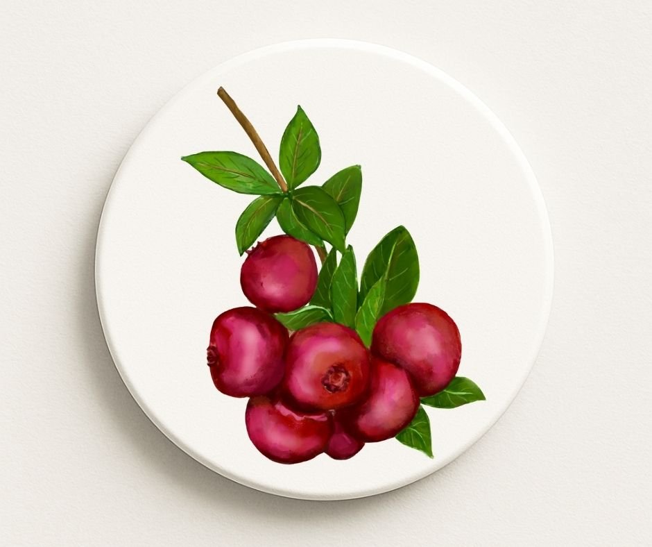 Cranberry Ceramic Coaster - MerikaArt