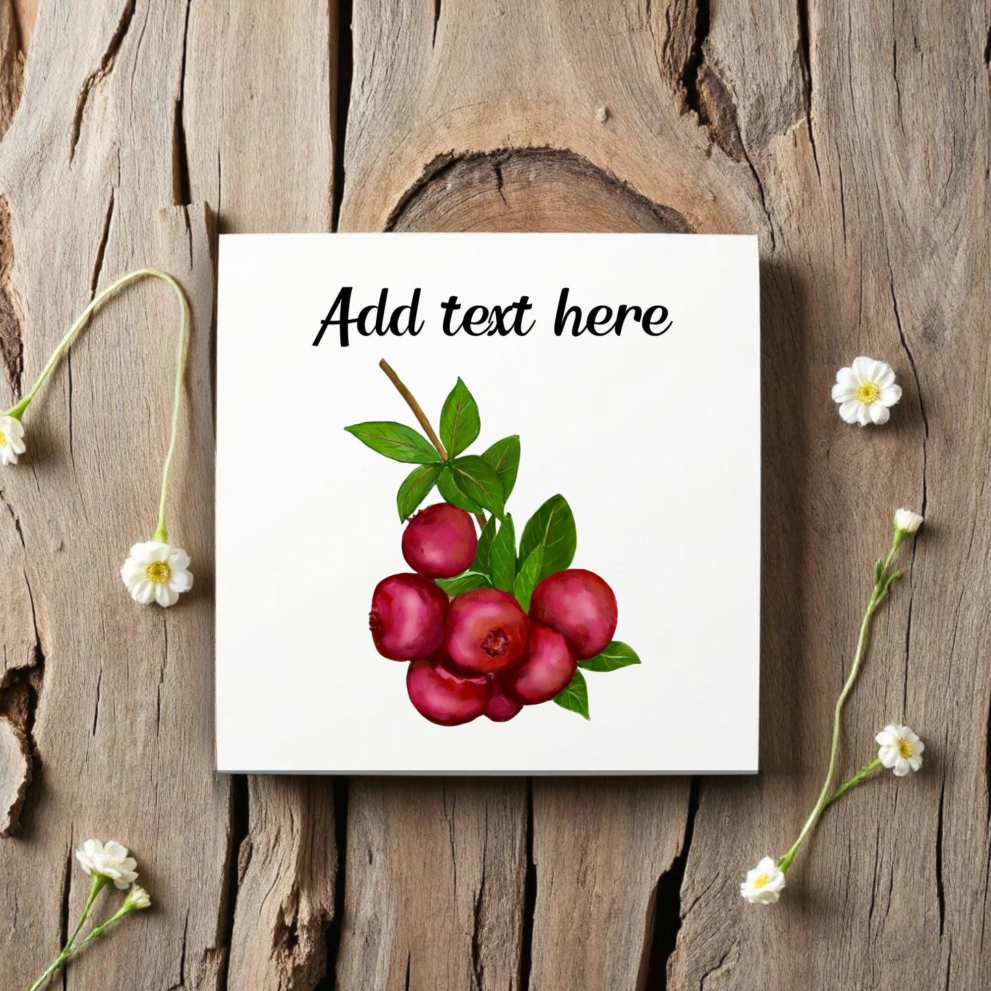 Cranberry Cluster Ceramic Tile – Handcrafted Artwork - MerikaArt