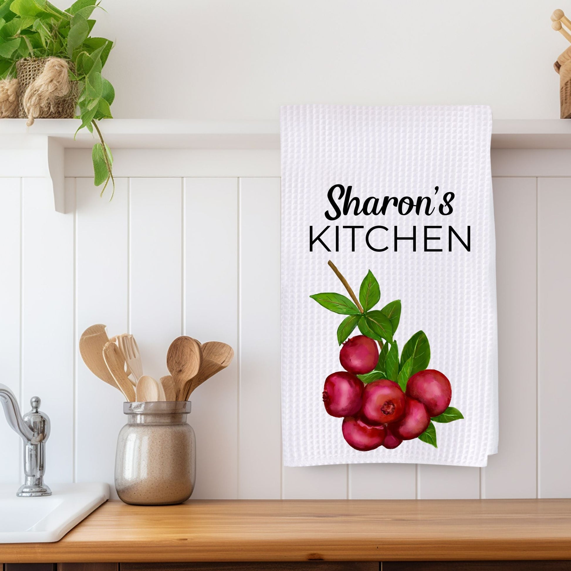 Cranberry Kitchen Towel - MerikaArt