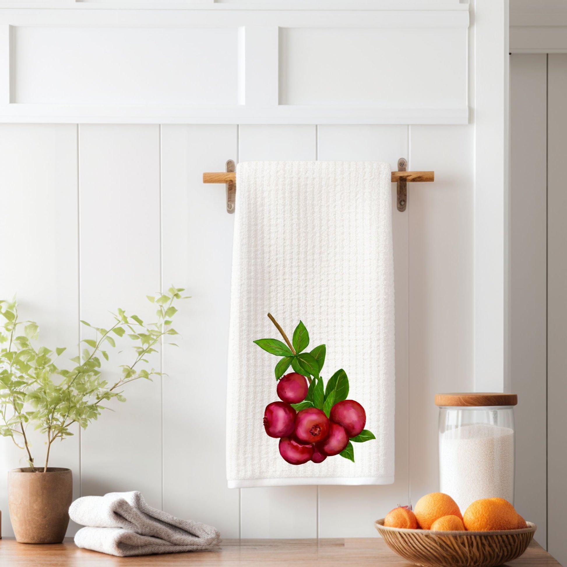 Cranberry Kitchen Towel - MerikaArt