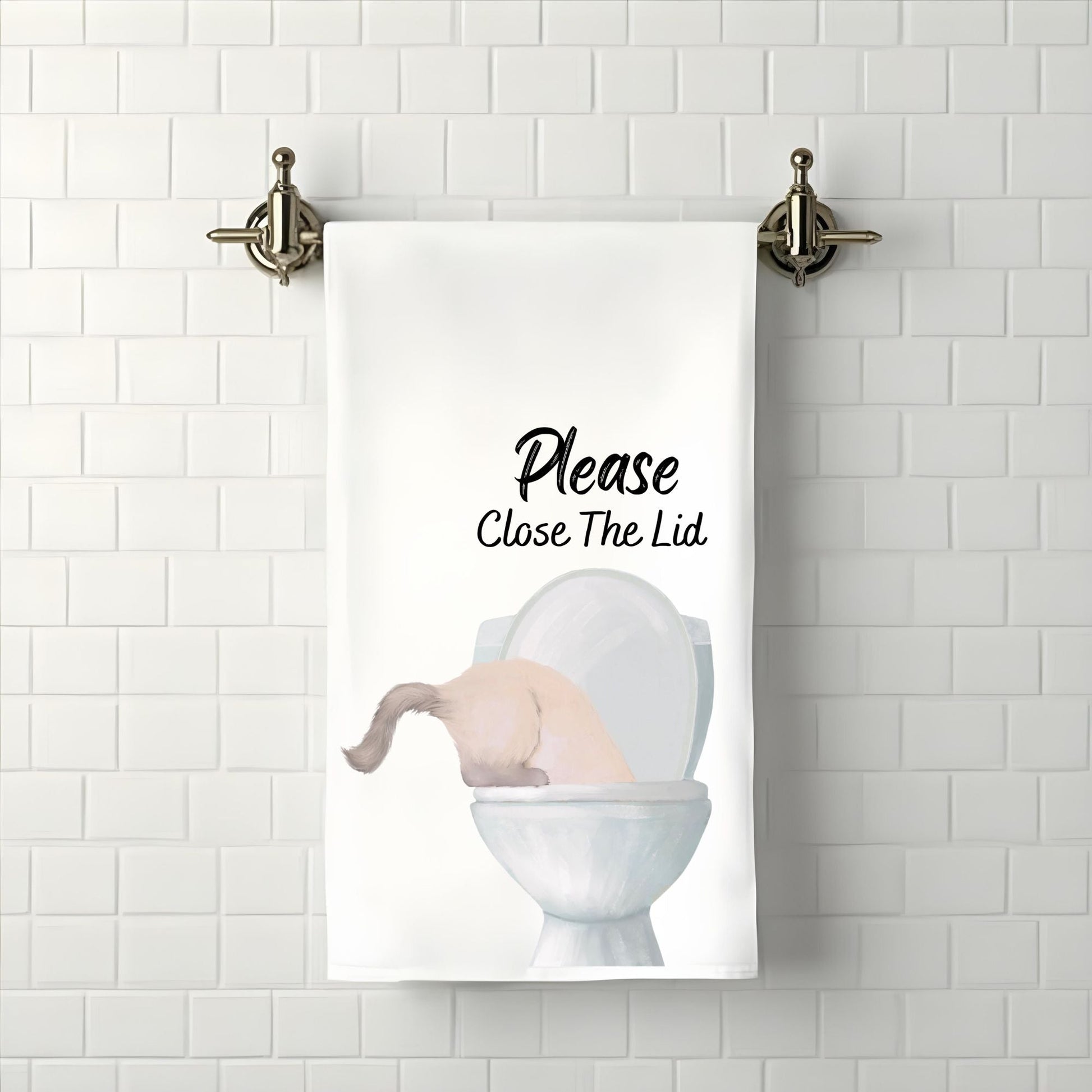 Cream Cat Bathroom Towel - MerikaArt