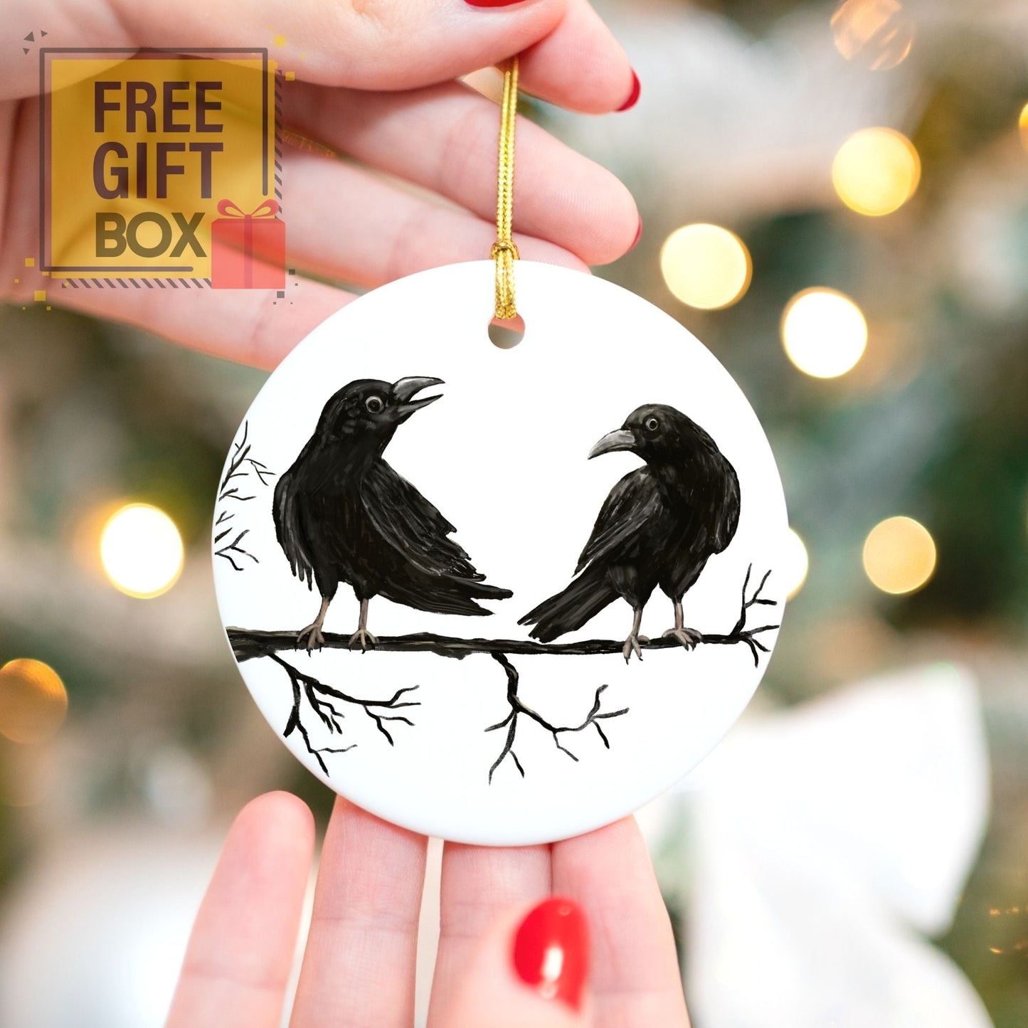 Crow Ceramic Ornament - MerikaArt