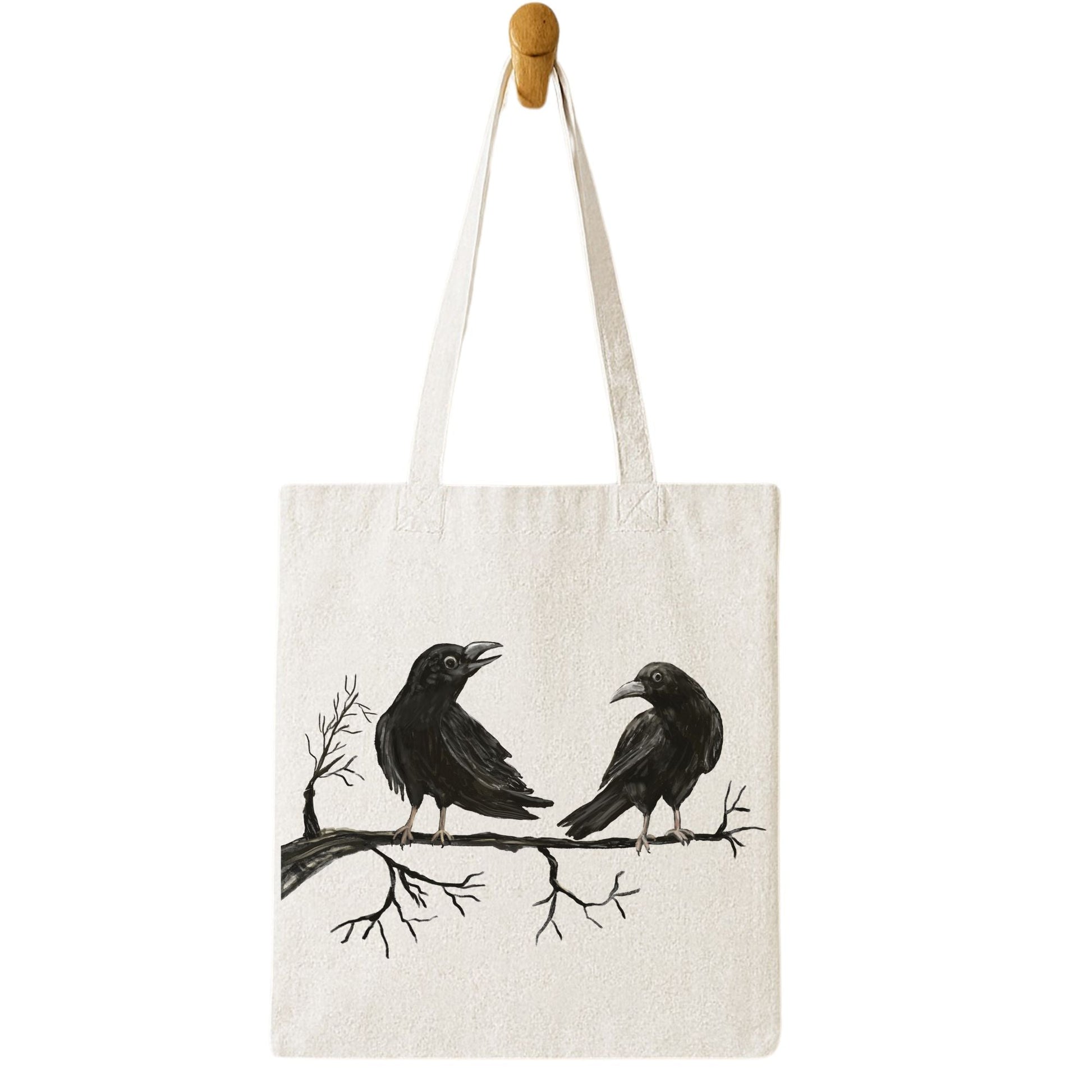 Crow Pair Canvas Tote Bag - MerikaArt