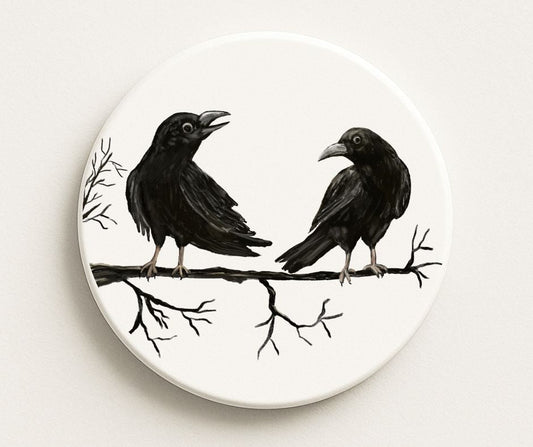 Crow Pair Ceramic Coaster - MerikaArt