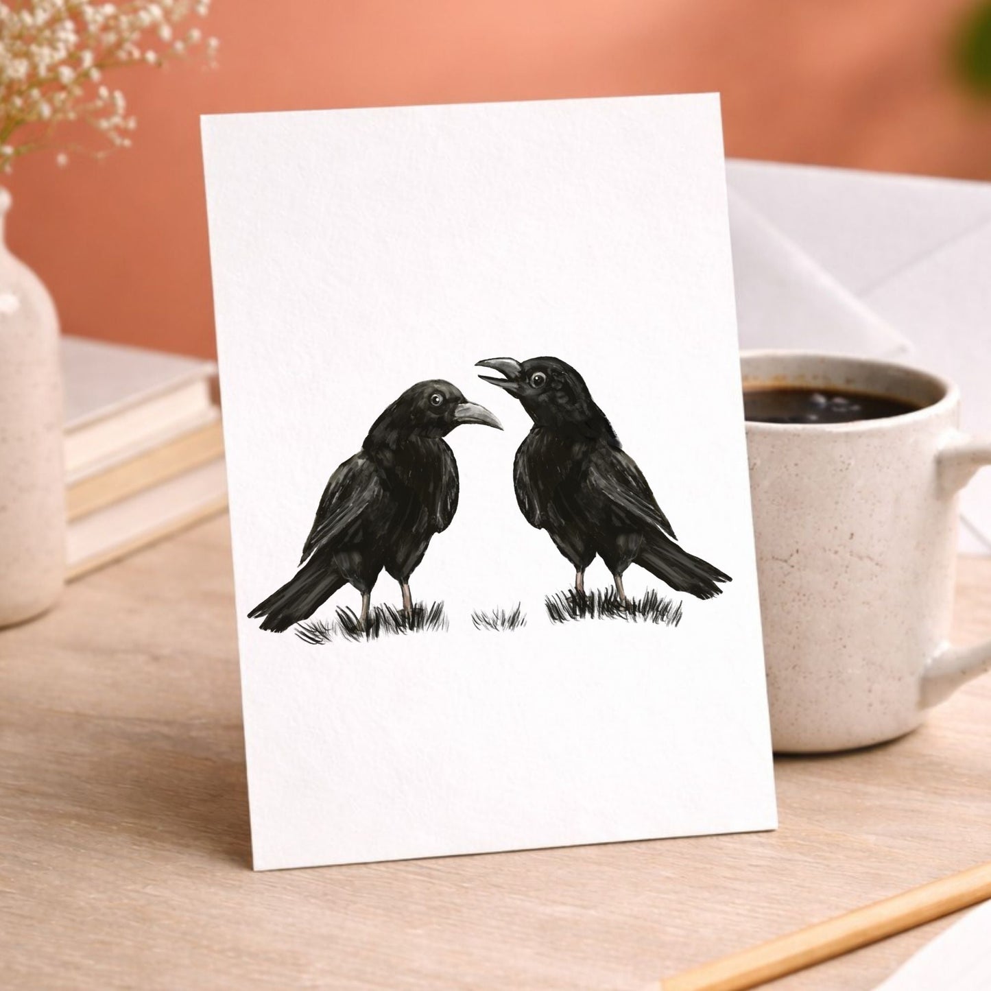 Crow Pair Postcard - MerikaArt