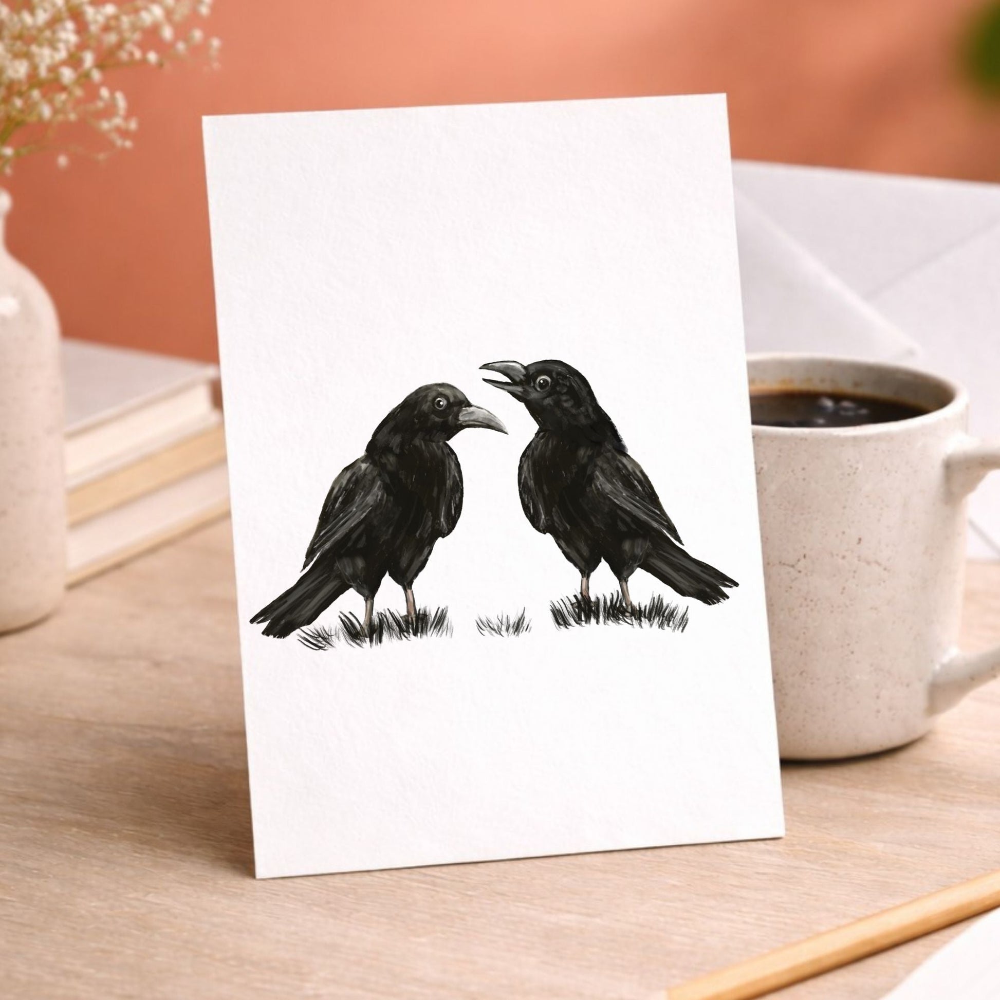Crow Pair Postcard - MerikaArt