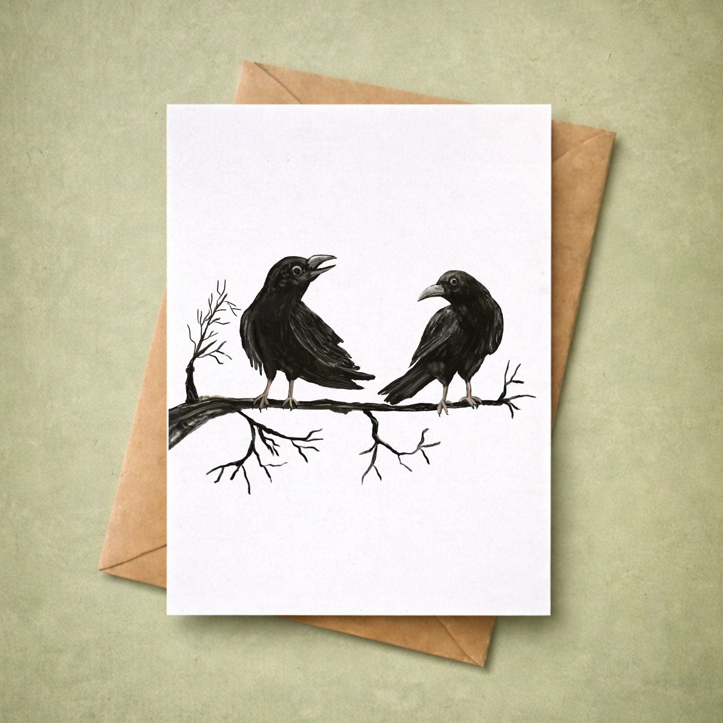 Crow Pair Postcard - MerikaArt
