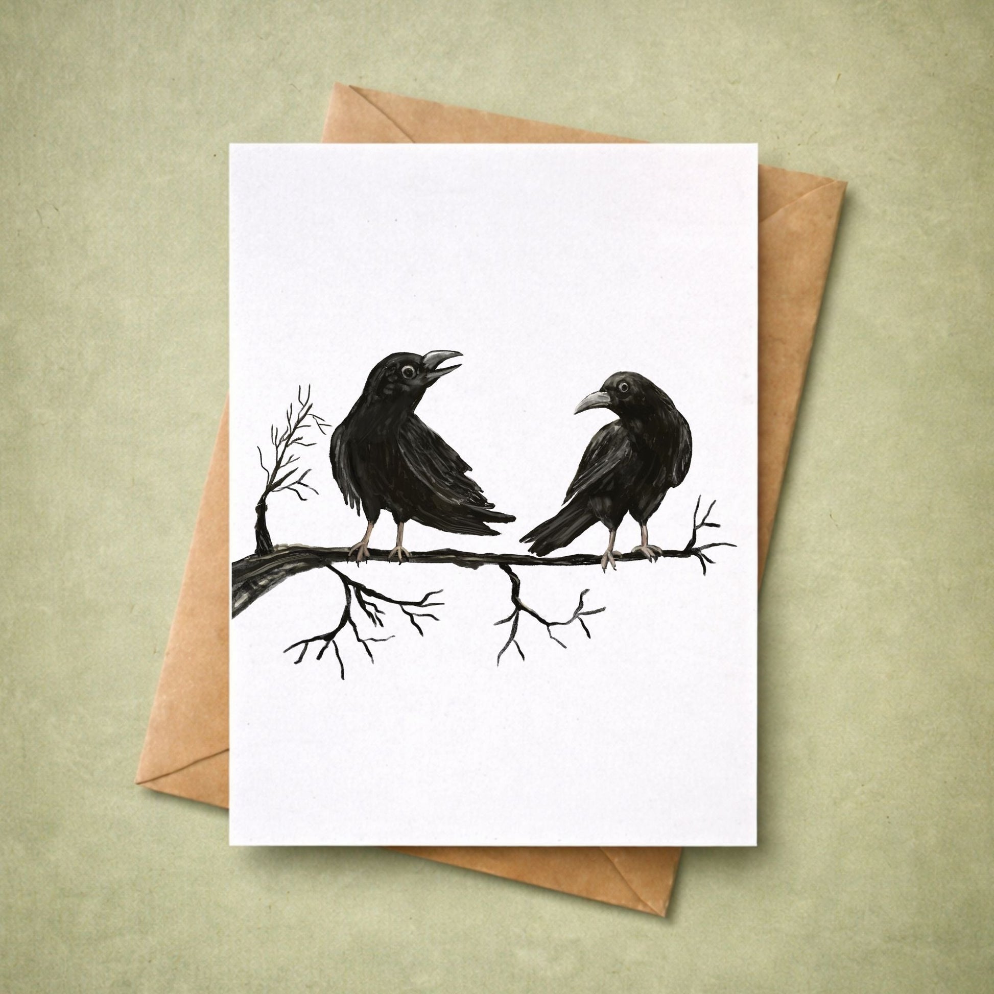 Crow Pair Postcard - MerikaArt