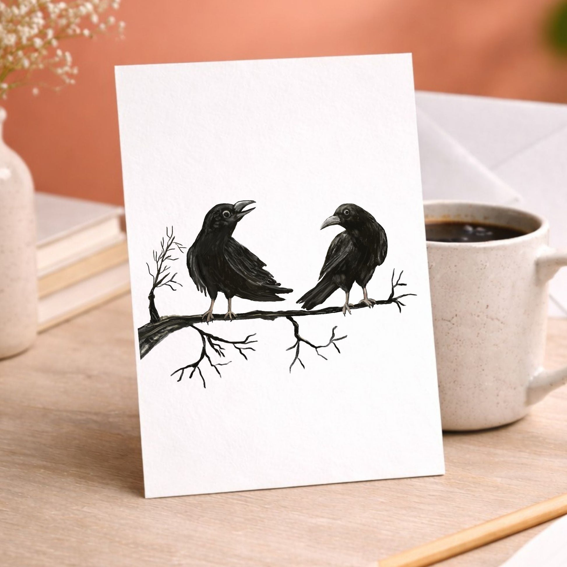 Crow Pair Postcard - MerikaArt